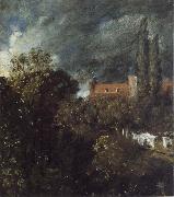 John Constable View into a Garden in Hampstead with a Red House beyond Sweden oil painting artist